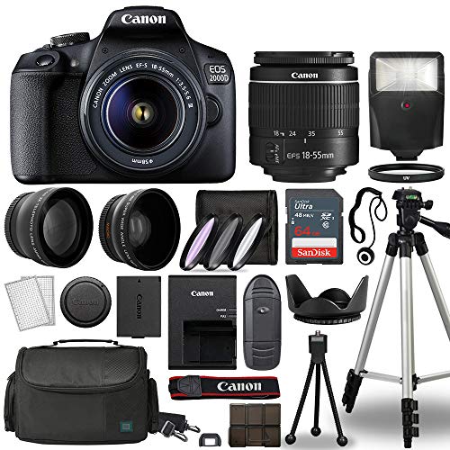 “Capture the Moment: Canon EOS 2000D Rebel T7 DSLR Kit with Bonus Accessories – Renewed”