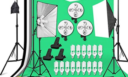 Powerful Studio Lighting Kit with Softbox, Daylight Bulb, and Backdrop