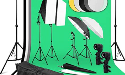 Capture Studio Magic: JGQGB 2x3M Background Support with LED Umbrellas & Softbox Lighting