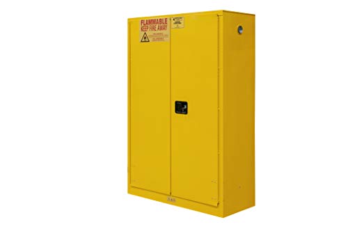 “Secure 45 gal. Flammable Safety Cabinet: Durable Steel, 2 Shelves, Yellow Coat”