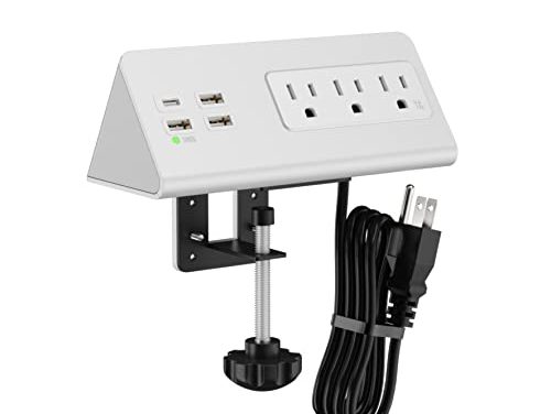 Powerful Desk Mount Power Strip with USB Ports & AC Outlets