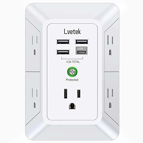 Powerful USB Wall Charger with Surge Protector & Multi Plug Outlets