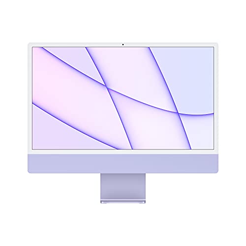 “Unleash Power: Apple’s New 2021 iMac – M1 Chip, 8-core CPU/GPU, 24″ Retina Display, 8GB RAM, 256GB SSD, iPhone/iPad Compatibility, Purple”