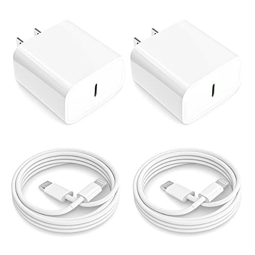 Fast Charge Apple iPhone 14 13 12 11 – 2Pack 20W PD Type C Wall Charger & 6FT USB-C to Lightning Cables