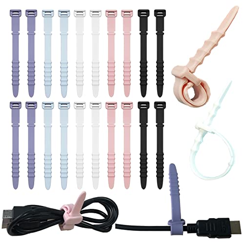 Secure and Stylish: 20pcs Silicone Zip Ties for Easy Wire Management