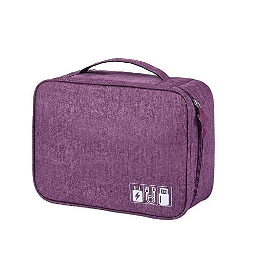 Portable Purple Electronic Organizer for USB Gadgets, Wires, and Chargers