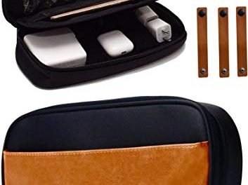 Leather & Canvas Electronics Organizer: Stay Tidy On-The-Go!