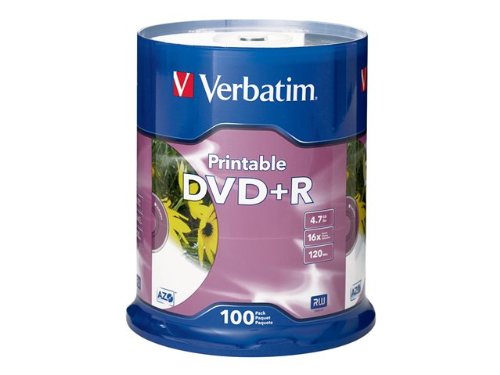 High-Speed White Inkjet Printable DVD+R – 100 Disc Spindle