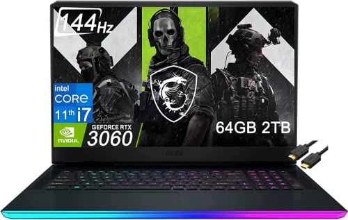 Powerful 2022 Gaming Laptop: GE76 Raider 17.3″ (Intel i7, 64GB RAM, 2TB SSD, RTX 3060), Thunderbolt 4, RGB Backlit