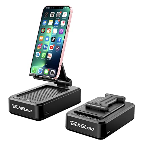 TechGlow Gifts: Portable Phone Stand Speakers, Bluetooth Wireless – Cool Gadgets for Him/Her, Birthday/Christmas Stocking Stuffers – Desk Phone Holder