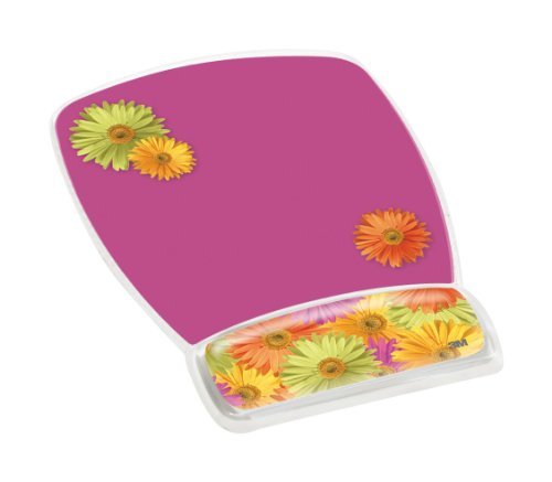 “Enhance Comfort & Style: 3M Gel Wrist Rest Mouse Pad, Daisy Design”