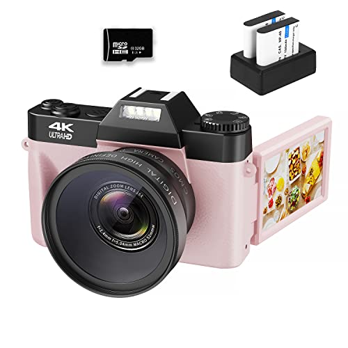 “Capture Stunning 4K Vlogs: VJIANGER 48MP Camera with Flip Screen, Manual Focus, and Wide Angle Lens”