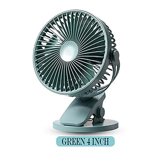 Portable USB Clip Fan: Super Cool & Mute – Green 4 inch