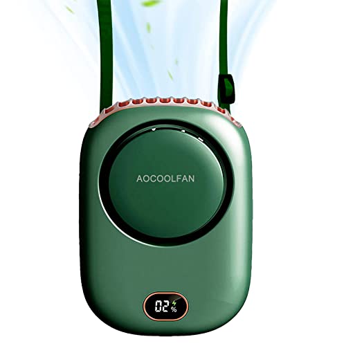 “Stay Cool Anywhere: Portable Neck Fan with USB Rechargeable, 3 Speeds (Dark Green)”