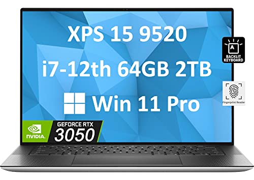 Powerful Dell XPS 15: Intel 12th Gen, 64GB RAM, 2TB SSD, RTX 3050