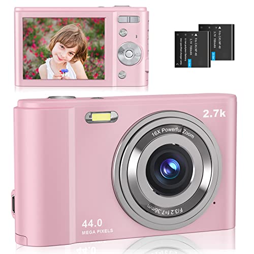 HD 2.7K Kids Video Camera: Zoom, Shake-Free, 44MP