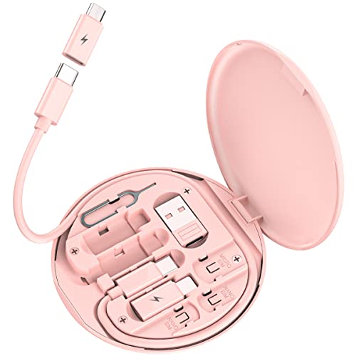 All-in-One USB Charging Kit with Data Transfer, Card Storage, and Phone Holder (Pink)