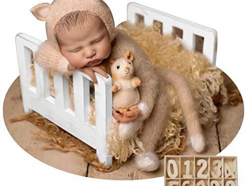 Capture Precious Moments with Vintage Wooden Bed for Newborn Photography