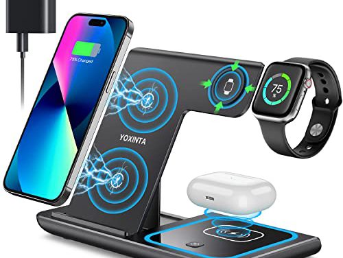 “Ultimate Fast Charger: 3-in-1 Wireless Stand for iPhone, Apple Watch, AirPods”