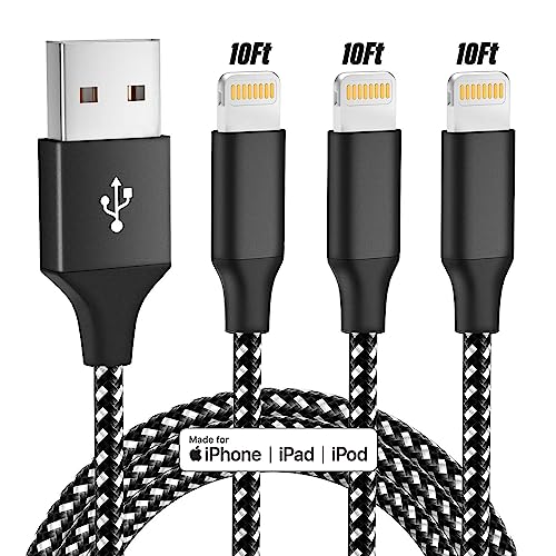 Certified Lightning Charger: Fast, Braided 10FT Cable for iPhone 14, 13, 12, 11 & More