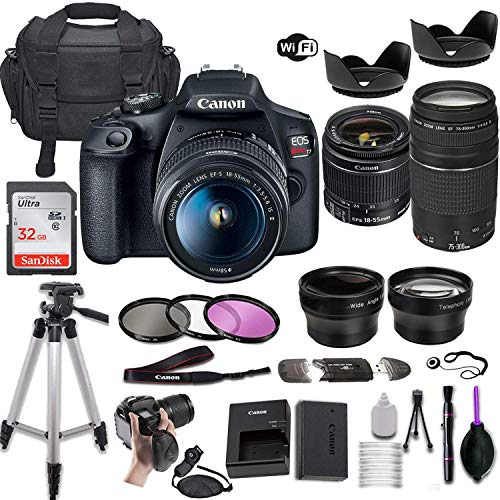 Get the Ultimate Camera Bundle: Canon T7 DSLR + Lenses + Tripod + Memory Card + Accessories (Renewed)