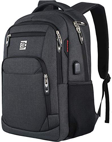 Slim, Durable Anti-Theft Laptop Backpack with USB Port – Perfect for Business Travel – Water Resistant – Fits 15.6″ Laptop – Black