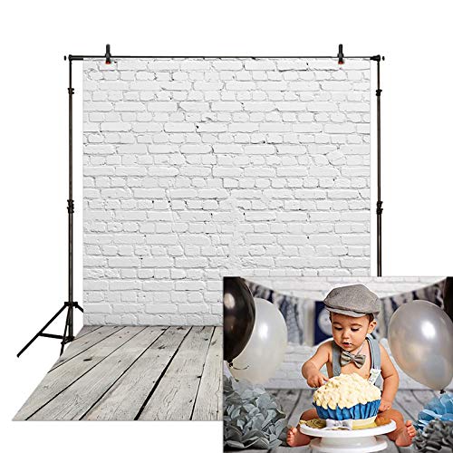 Capture Beautiful Newborn Photos with Allenjoy White Brick Wall & Wooden Floor Backdrop