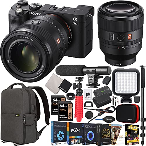 Capture the Ultimate Shot: Sony a7C Bundle with Lens, Backpack, Microphone, LED, Monopod, and More