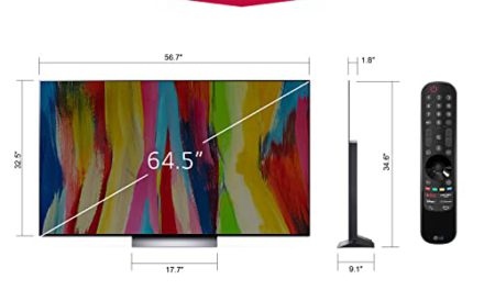 “Unleash the Power: LG C2 65″ OLED evo Smart TV, 2022 – AI 4K TV, Alexa, Dark Silver”