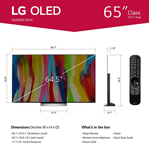 “Unleash the Power: LG C2 65″ OLED evo Smart TV, 2022 – AI 4K TV, Alexa, Dark Silver”