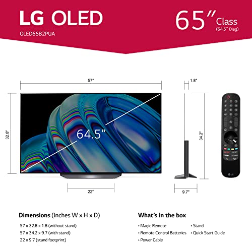 2022 LG B2 OLED65B2PUA – Immersive 65″ AI 4K TV with Alexa