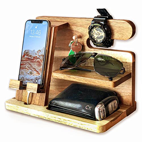 Eco-friendly Wood Docking Station: Multi-functional Phone Holder & Organizer