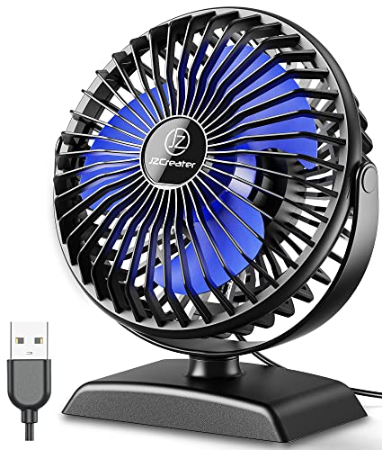 “Powerful JZCreater USB Desk Fan: Portable, Silent, 360° Rotation – Ideal for Home, Office, Car”