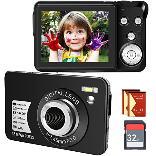 Capture Memories with 2.7K Zoom Camera, 32GB SD Card & 2 Batteries