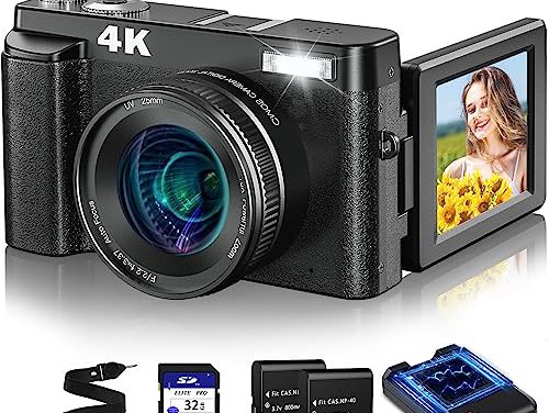 Capture Stunning Moments: 4K Autofocus Camera with 48MP, Anti-Shake, Flip Screen, and Flash