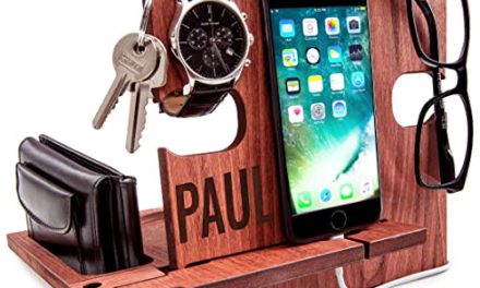 Personalized Wood Phone Stand: Nightstand Organizer & Dad Gift