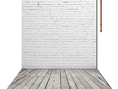 5X7ft White Brick Wall & Gray Wooden Floor – Captivating Photography Backdrop