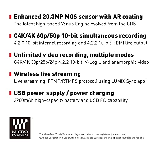 Powerful Panasonic LUMIX GH5M2: 20.3MP, Live Streaming, 4K Video, 5-Axis Stabilizer