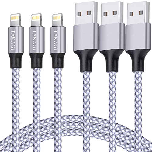 Certified Takagi Charger – Fast & Reliable Lightning Cable for iPhone – 3PACK 6FT Nylon Braided Cord