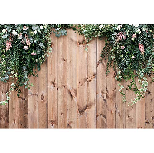 Stunning Wood Wall Green Leaves Backdrop for Birthday Party and Baby Shower – Captivating Spring Fowers Green Plant Rustic Brown Wood Wall Party Wallpaper – Enchanting Photo Studio Props