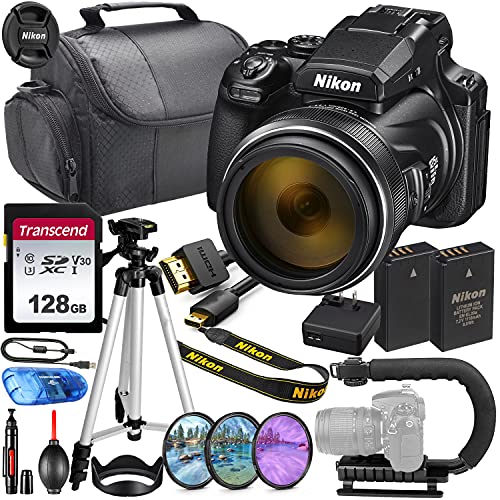 Nikon P1000 Digital Camera: 128GB Memory + Video U-Bracket, Bag, HD Filters & More