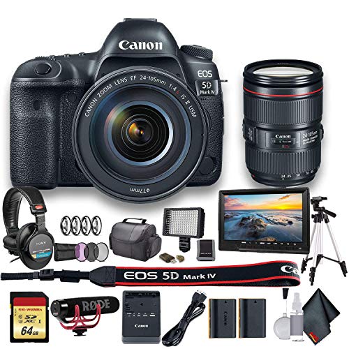 Capture the Moment: Canon EOS 5D Mark IV DSLR Camera + 24-105mm f/4L II Lens – Starter Bundle (Renewed)