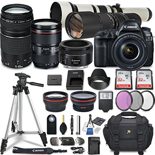 “Capture Stunning Moments: Canon EOS 5D Mark IV DSLR Camera + 7 Lens Bundle!”