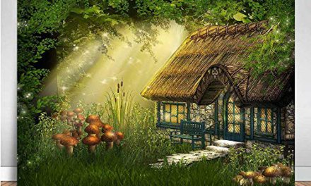 Enchanting Fairy Tale Cabin Photo Backdrop – Starry Sky, Mushroom Forest – Perfect for Parties!