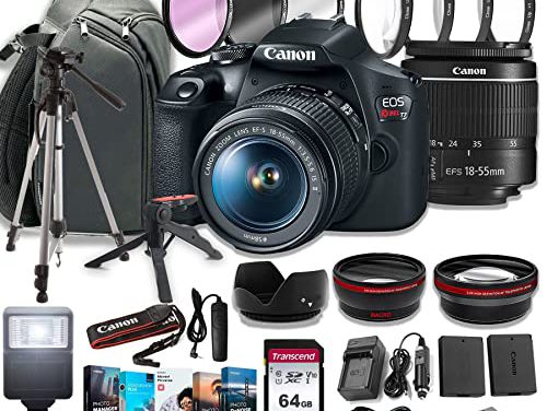 Get the Canon EOS Rebel T7 DSLR Camera Bundle with Sling Backpack and 64GB Memory Cards – Capture Stunning Photos!