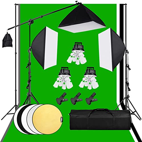 Capture Flawless Moments: XIULAIQ Studio Light Kit with Boom Arm & 4 Backdrops