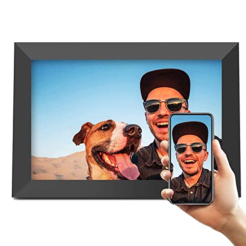 Enhance Memories: QHYXT Touch Screen Picture Frame, Share & Display Photos via Frameo APP, 10.1 inch HD Display