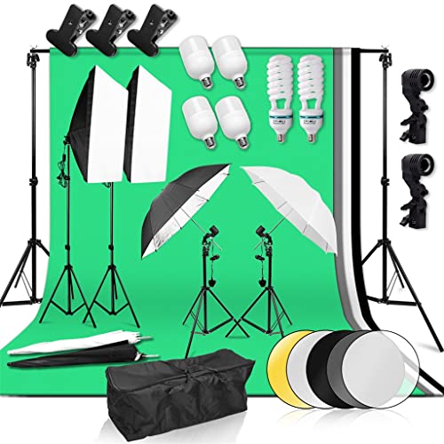 Capture Studio Perfection: SLATIOM Background Support System & Softbox Umbrellas for Stunning Product Photography