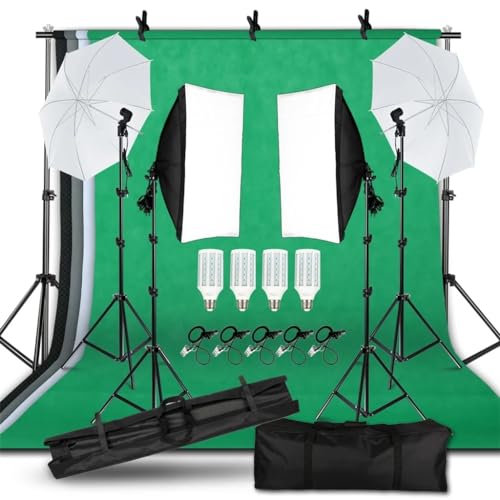 Capture Stunning Moments: GADEN Studio Kit with LED Softbox, Umbrella Lighting, Colorful Backdrops, and 20W Corn Light