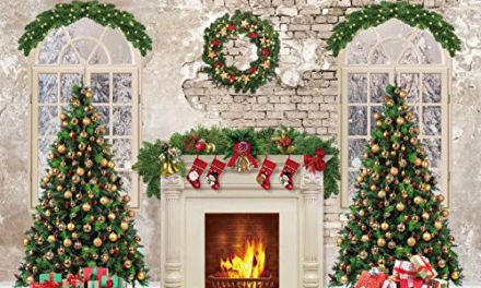 Festive Fireplace & Christmas Tree Backdrop: Capture Magical Moments